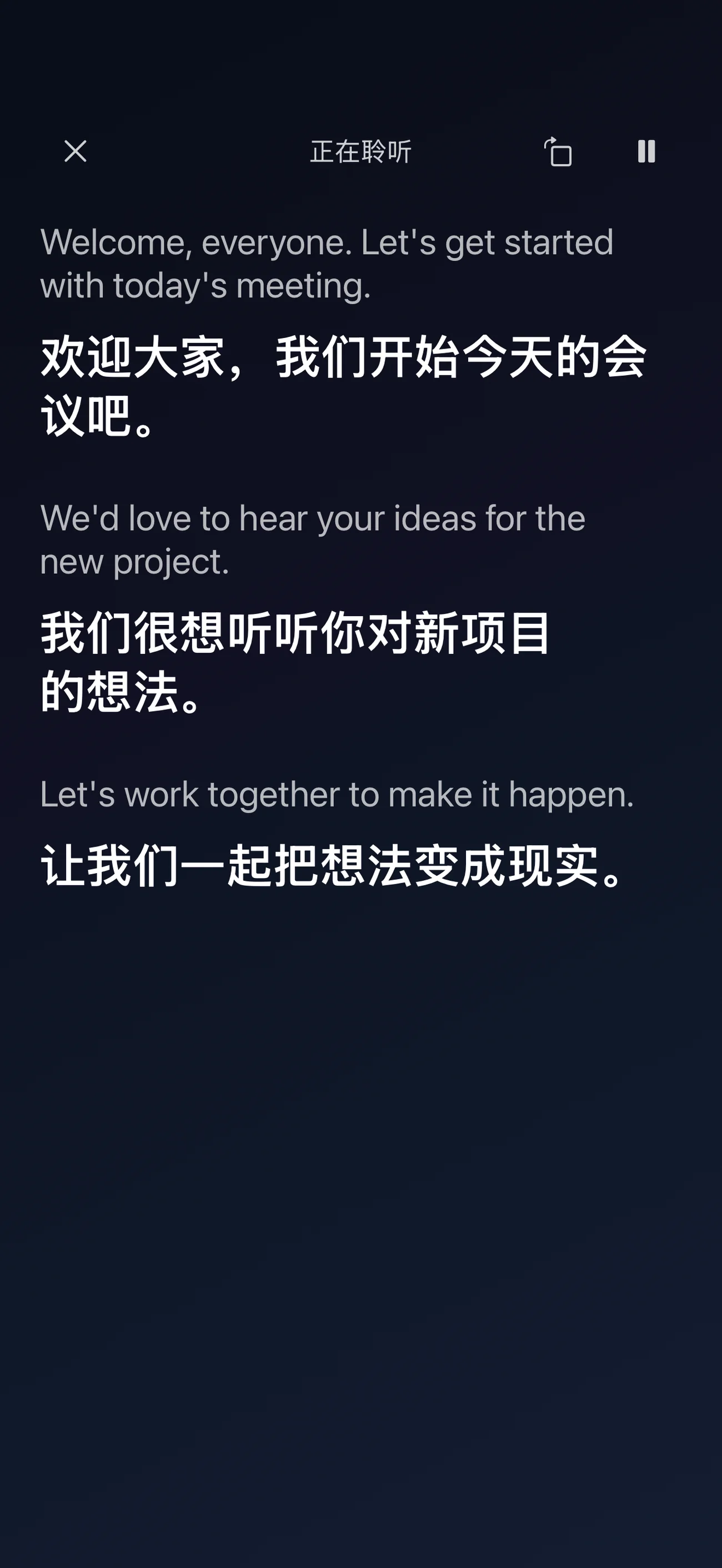 小蓝翻译全屏双语字幕界面